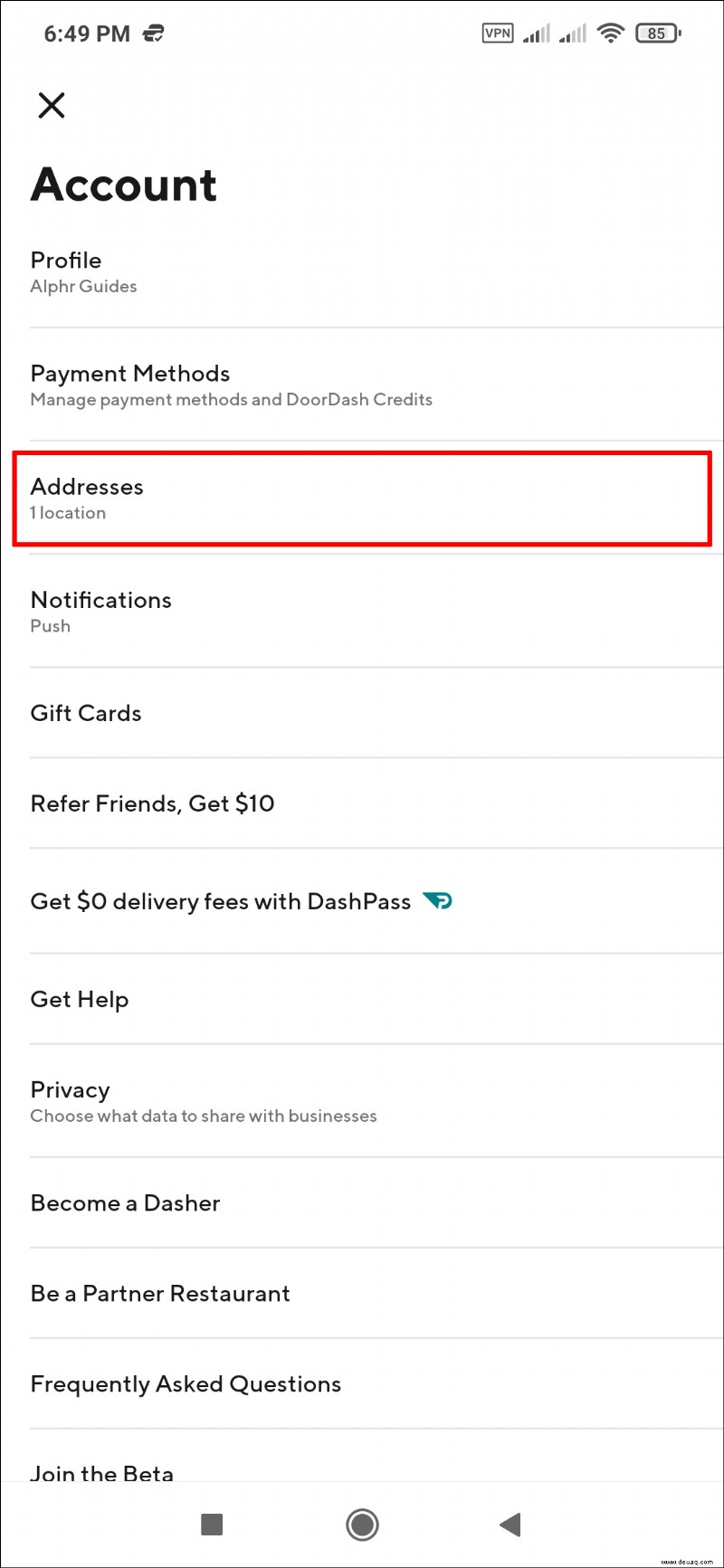 So ändern Sie Ihre Adresse in DoorDash