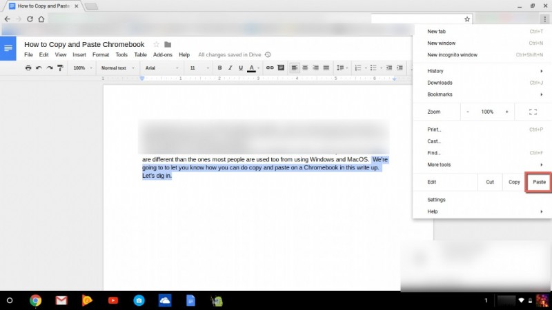 Kopieren und Einfügen auf einem Chromebook