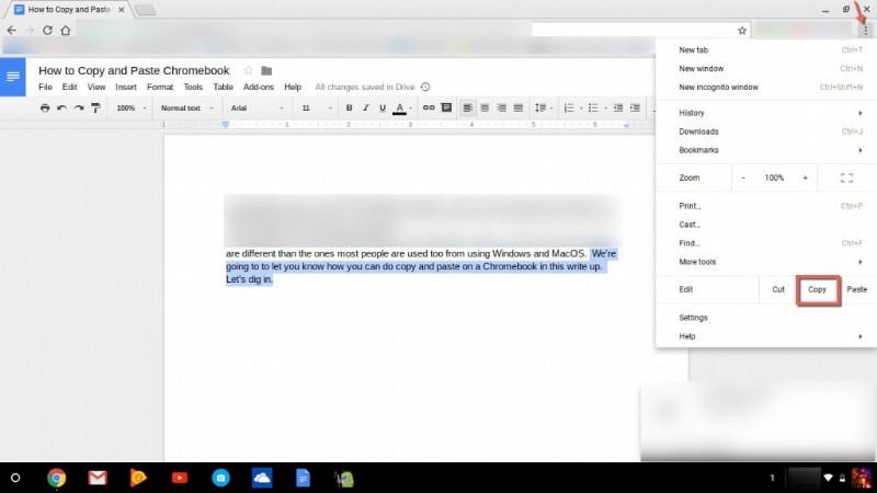 Kopieren und Einfügen auf einem Chromebook