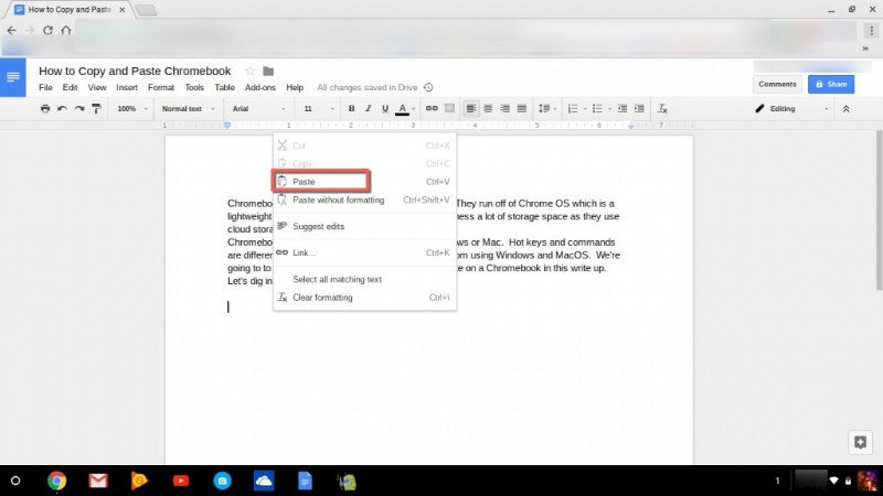 Kopieren und Einfügen auf einem Chromebook