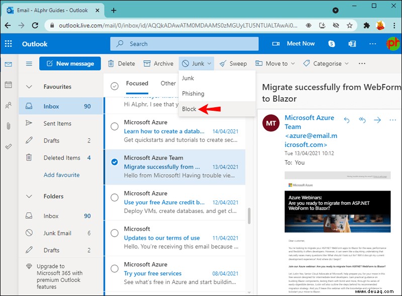 So blockieren Sie eine E-Mail-Adresse in Outlook