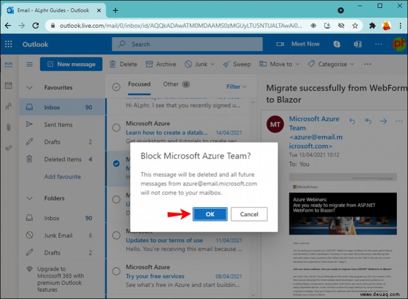 So blockieren Sie eine E-Mail-Adresse in Outlook