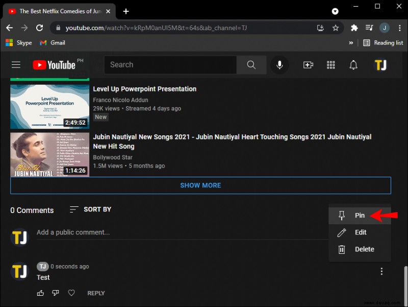 So pinnen Sie einen Kommentar auf YouTube