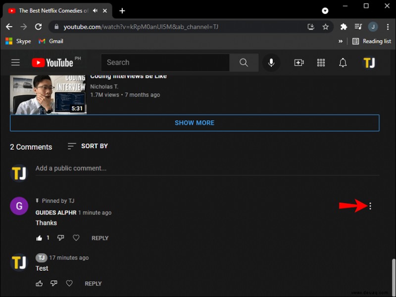 So pinnen Sie einen Kommentar auf YouTube
