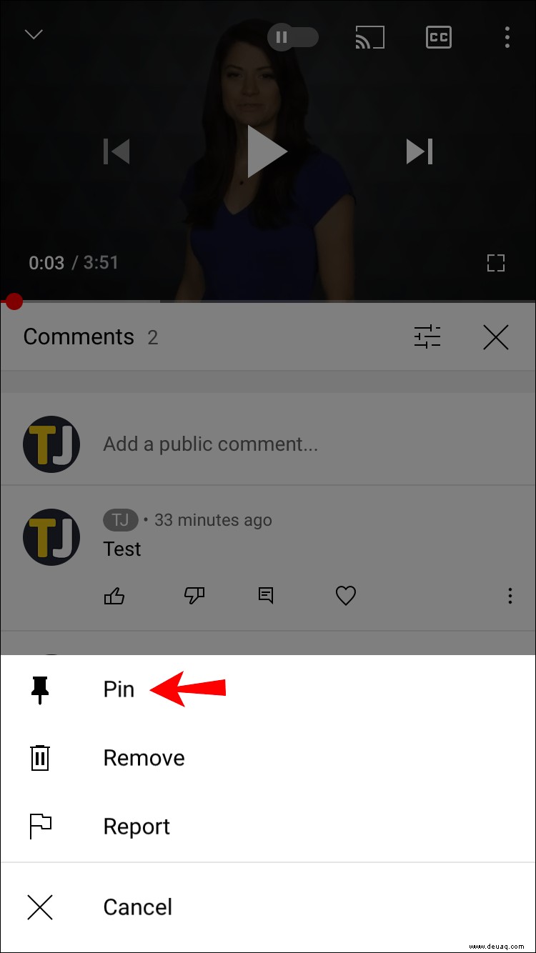 So pinnen Sie einen Kommentar auf YouTube