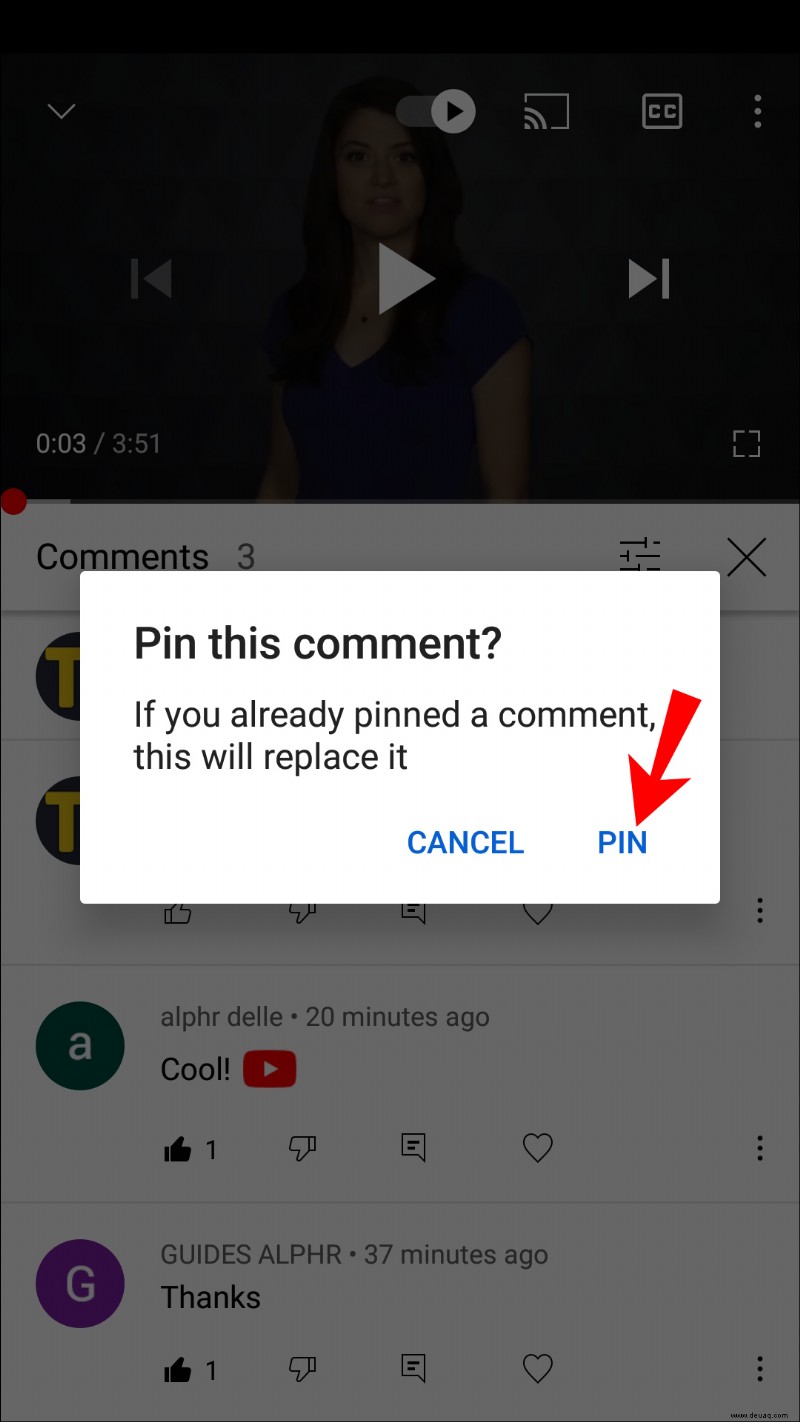So pinnen Sie einen Kommentar auf YouTube