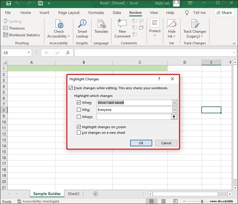 So überprüfen Sie, wer eine Excel-Tabelle bearbeitet hat