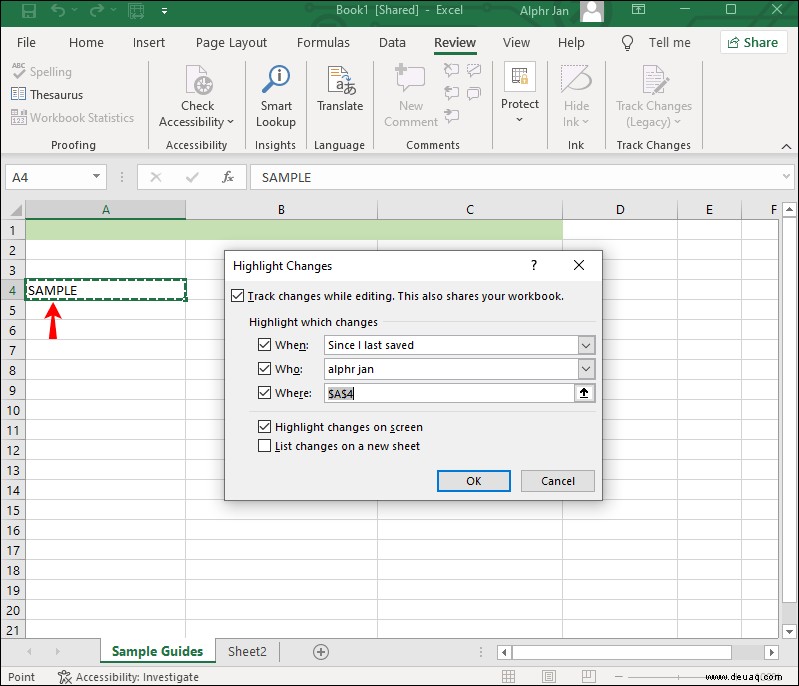 So überprüfen Sie, wer eine Excel-Tabelle bearbeitet hat