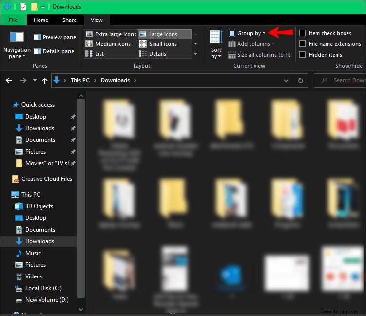 So entfernen Sie Heute Gestern aus dem Datei-Explorer in Windows 10