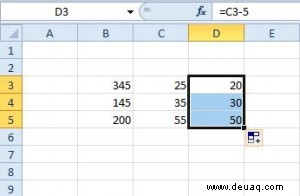 So subtrahieren Sie in Excel mit einer Formel