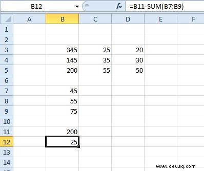 So subtrahieren Sie in Excel mit einer Formel
