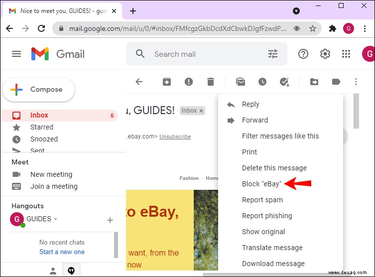 So blockieren Sie eine E-Mail-Adresse in Gmail