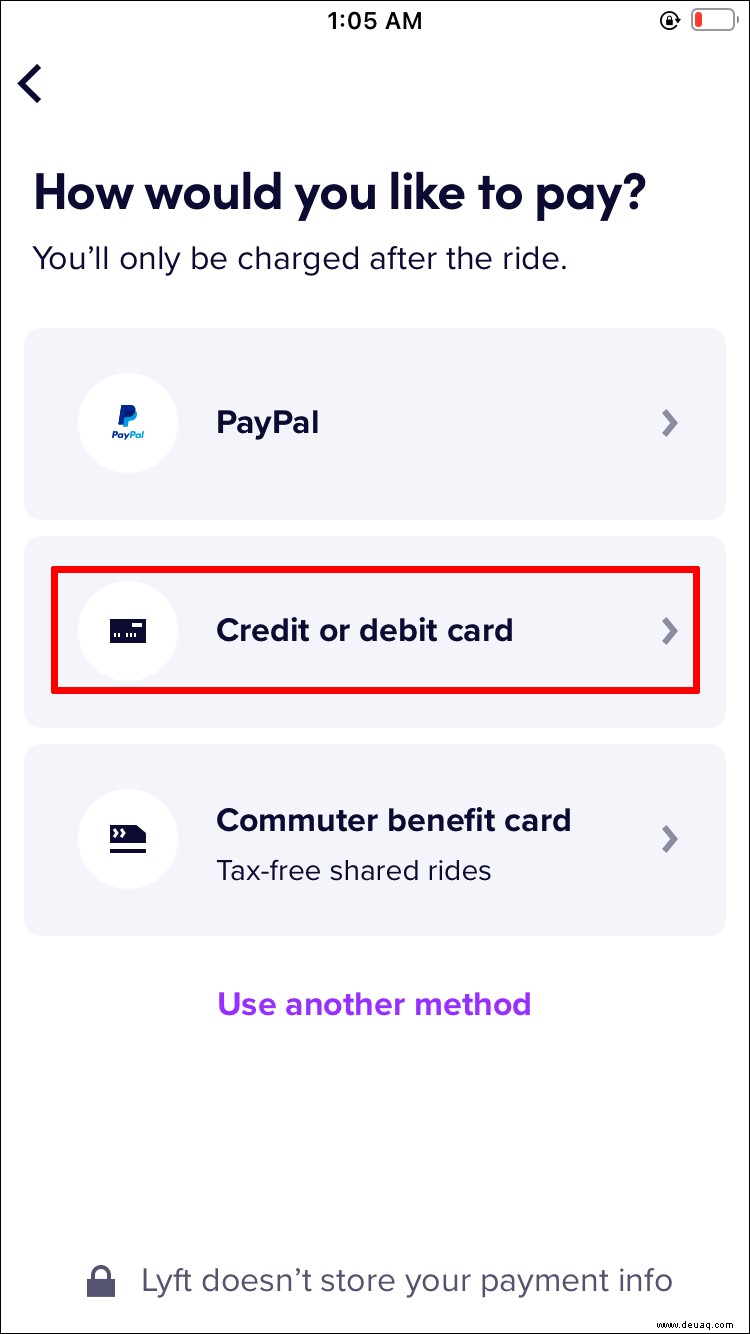 So entfernen Sie eine Kreditkarte aus Lyft