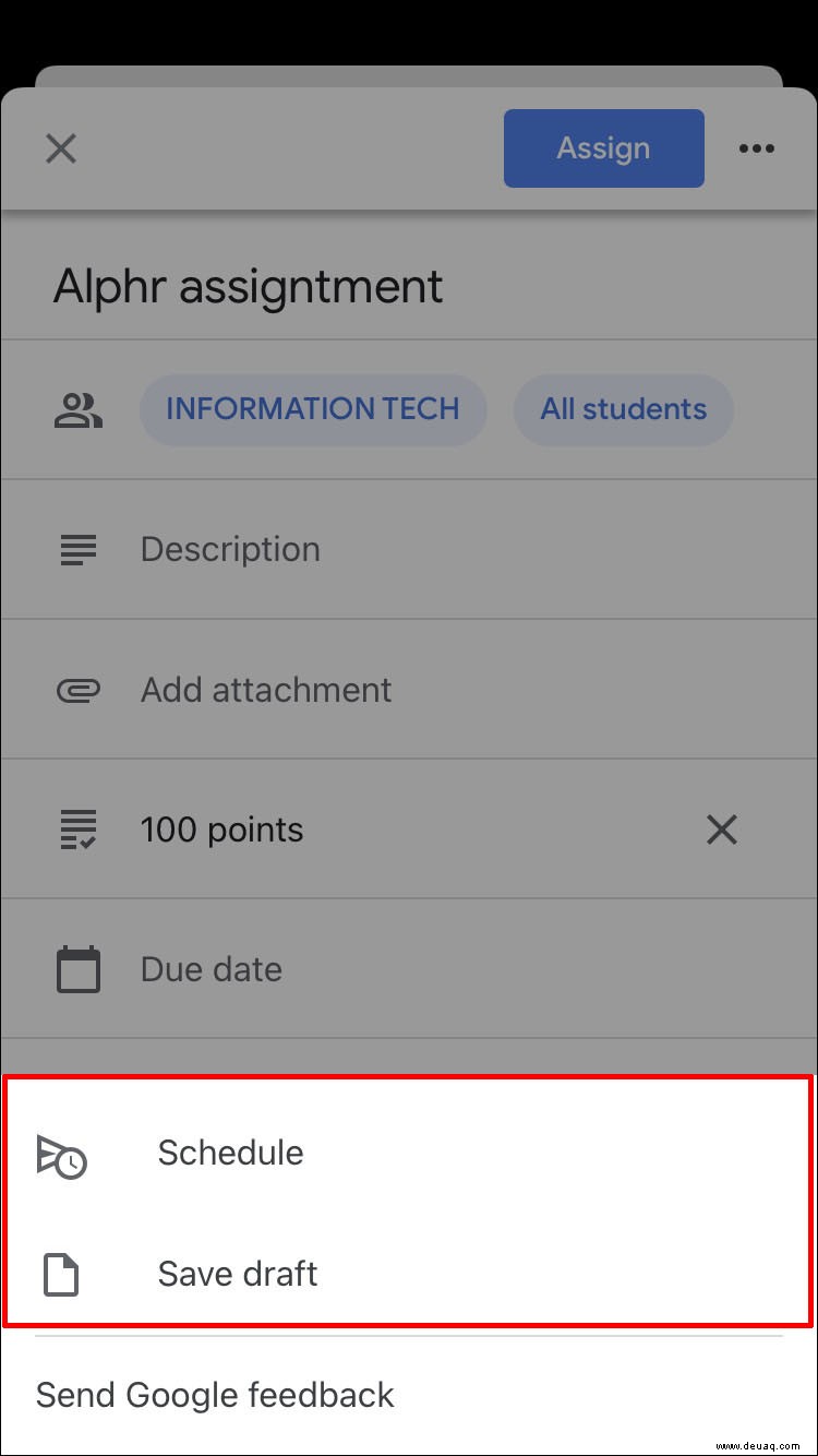 So erstellen Sie eine Aufgabe in Google Classroom