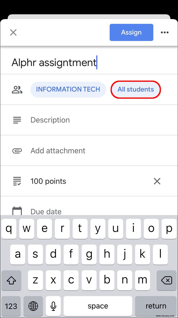 So erstellen Sie eine Aufgabe in Google Classroom