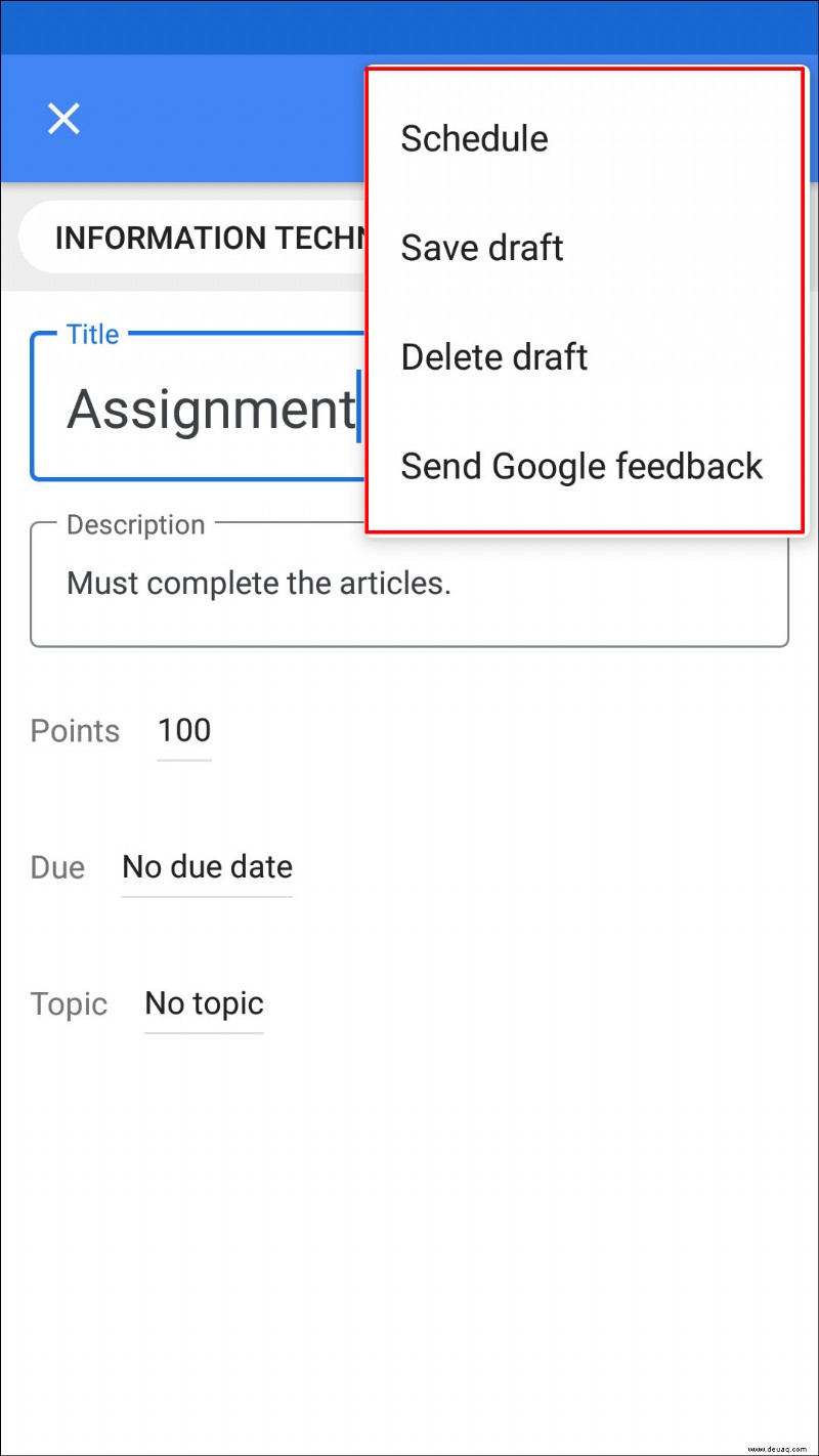 So erstellen Sie eine Aufgabe in Google Classroom