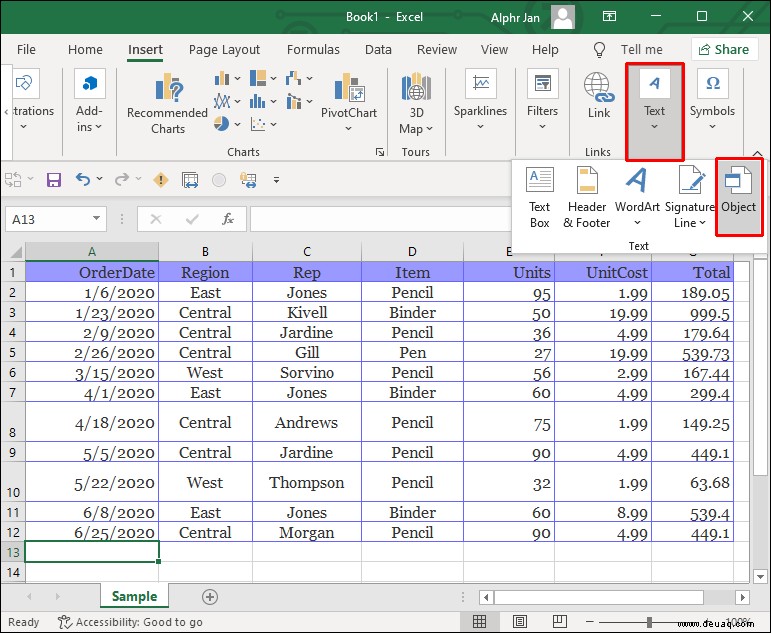 Einbetten einer PDF-Datei in eine Excel-Datei