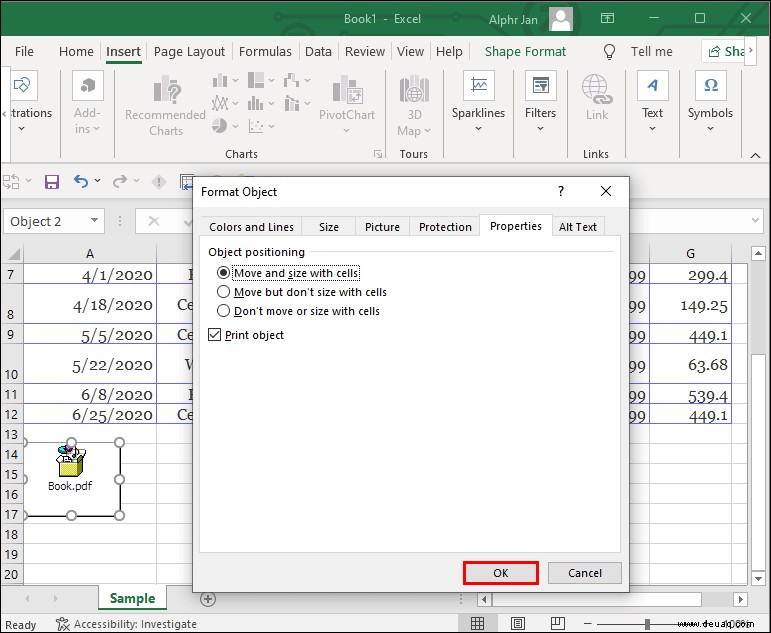 Einbetten einer PDF-Datei in eine Excel-Datei