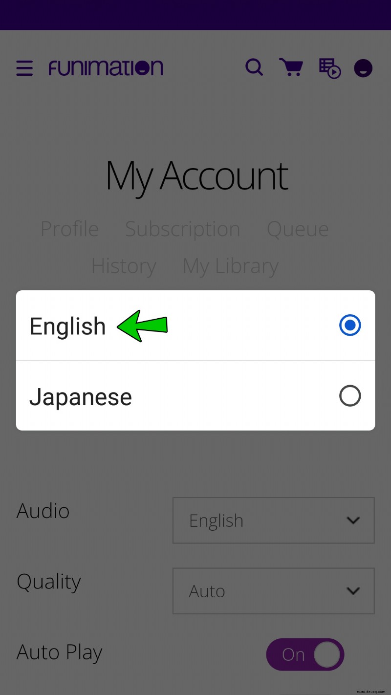 So ändern Sie die Sprache in Funimation