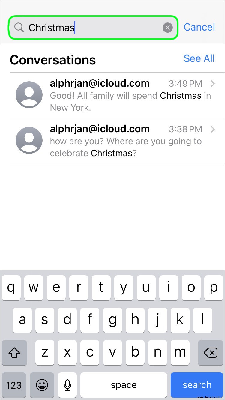 Können Sie innerhalb einer einzelnen iMessage-Konversation suchen? Nicht speziell
