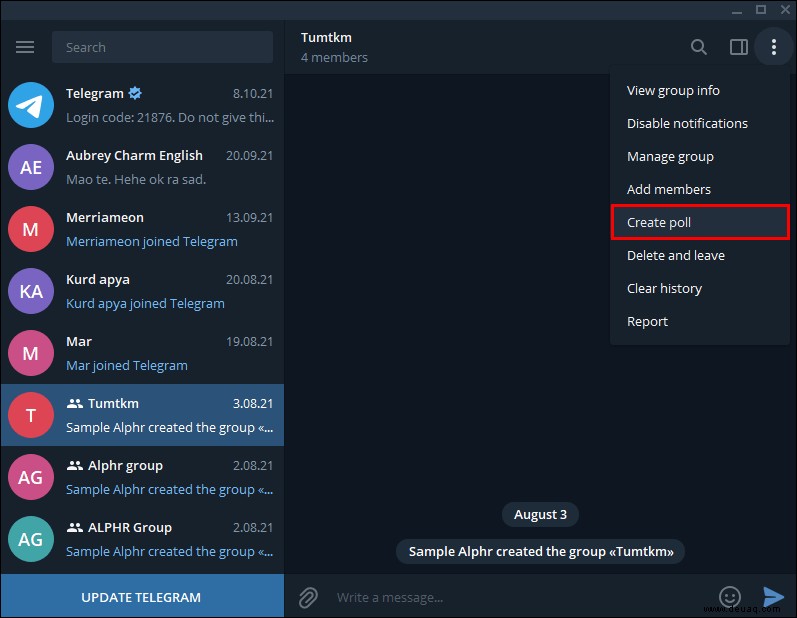 So erstellen Sie eine Umfrage in Telegram auf einem PC oder Mobilgerät