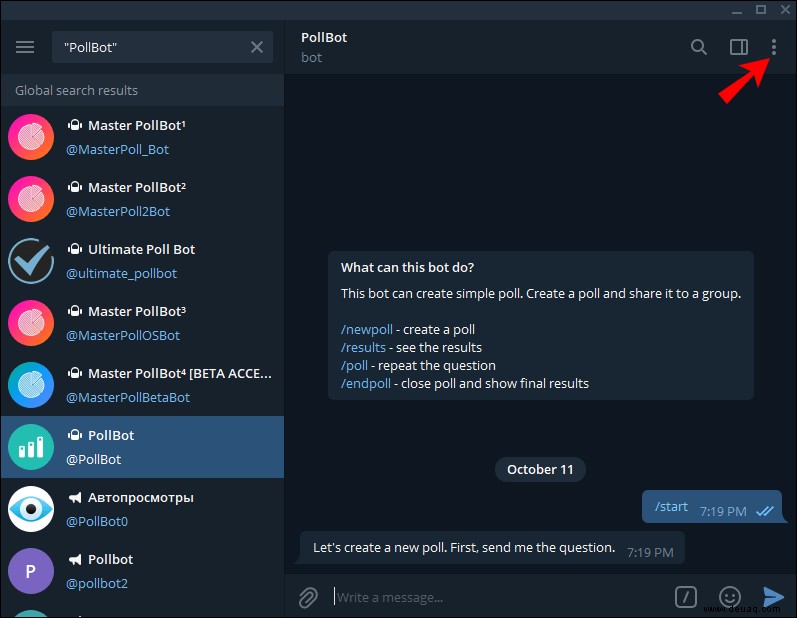 So erstellen Sie eine Umfrage in Telegram auf einem PC oder Mobilgerät