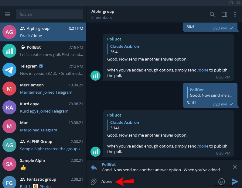 So erstellen Sie eine Umfrage in Telegram auf einem PC oder Mobilgerät