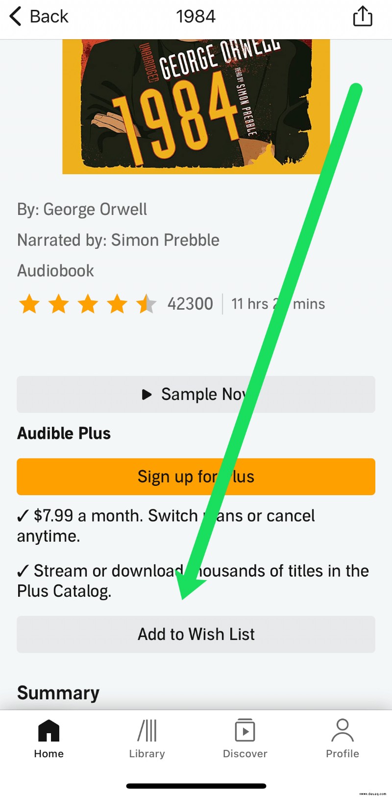 So sehen Sie Ihre Wunschliste in der Audible-App