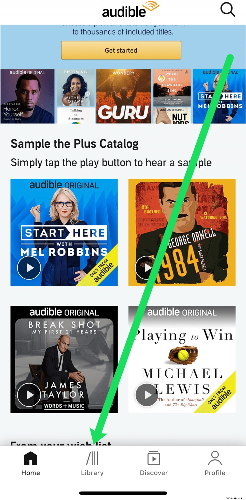 So sehen Sie Ihre Wunschliste in der Audible-App