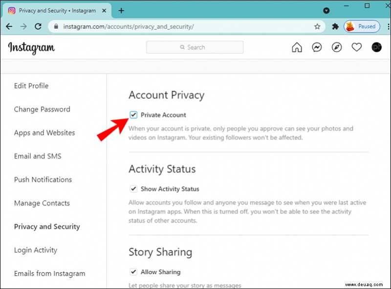 So machen Sie ein Instagram-Konto privat