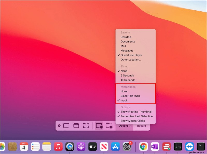 Aufnehmen des Bildschirms auf einem Mac