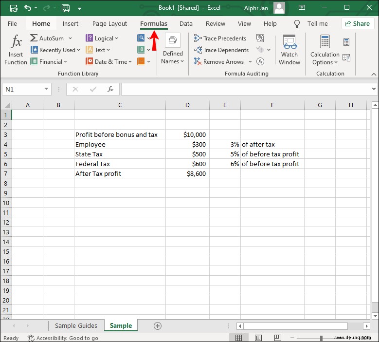 So finden Sie eine Zirkelreferenz in Excel