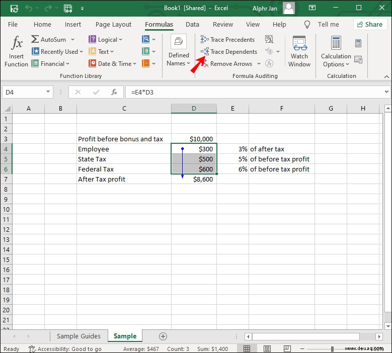 So finden Sie eine Zirkelreferenz in Excel