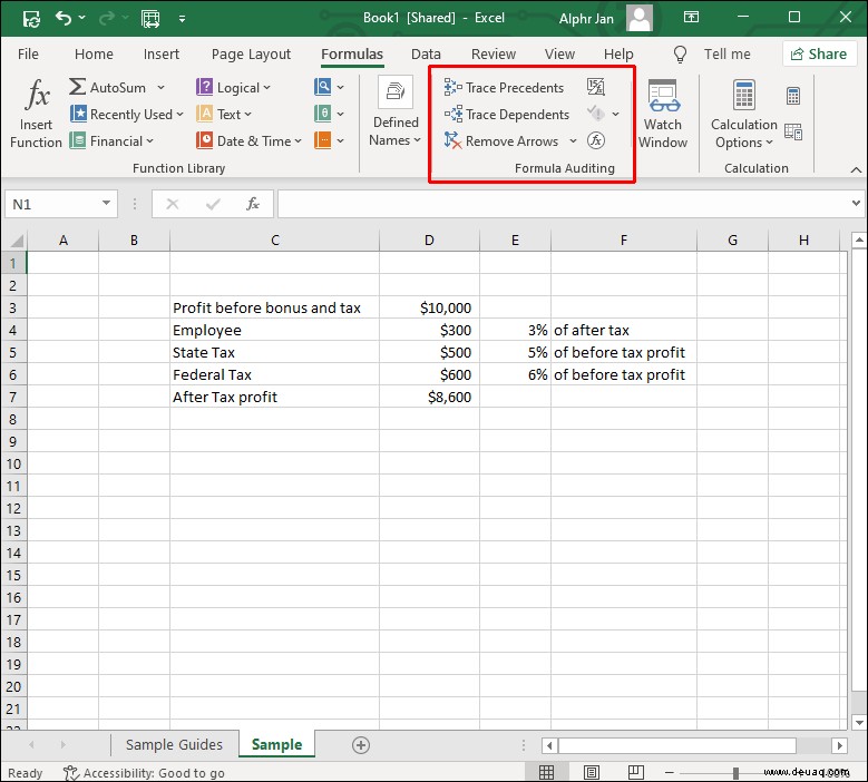 So finden Sie eine Zirkelreferenz in Excel