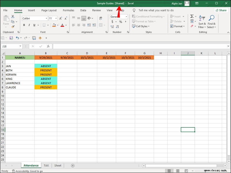 So entfernen Sie gemeinsame Zugriffsberechtigungen für jemanden in einer Excel-Datei