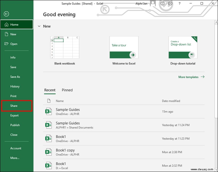 So entfernen Sie gemeinsame Zugriffsberechtigungen für jemanden in einer Excel-Datei