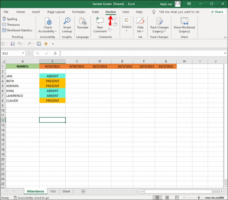 So entfernen Sie gemeinsame Zugriffsberechtigungen für jemanden in einer Excel-Datei
