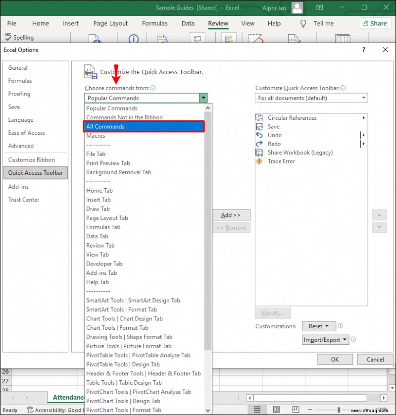 So entfernen Sie gemeinsame Zugriffsberechtigungen für jemanden in einer Excel-Datei