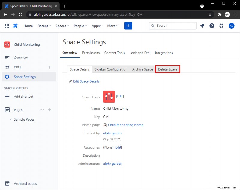 So löschen Sie eine Seite in Confluence