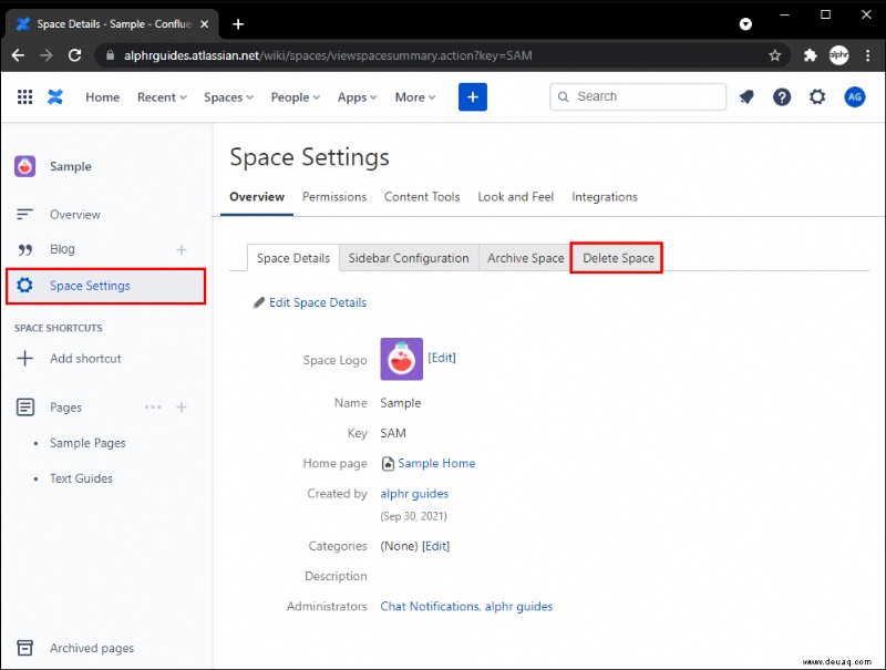 So löschen Sie eine Seite in Confluence