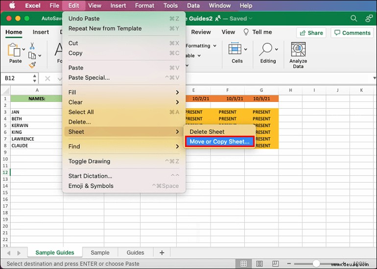 So kopieren Sie ein Blatt in eine andere Arbeitsmappe in Excel