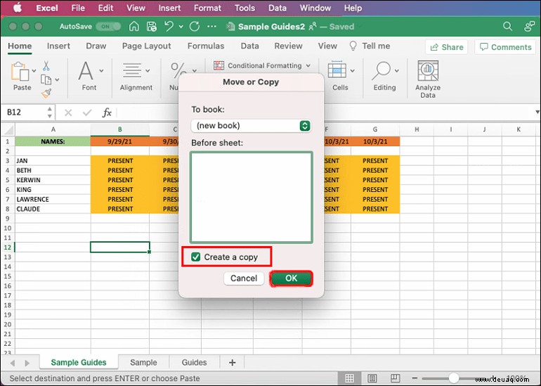 So kopieren Sie ein Blatt in eine andere Arbeitsmappe in Excel