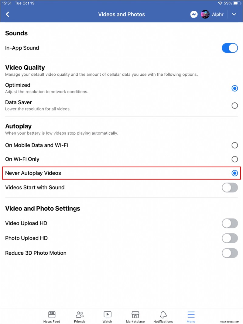 So deaktivieren Sie Autoplay-Videos auf Facebook