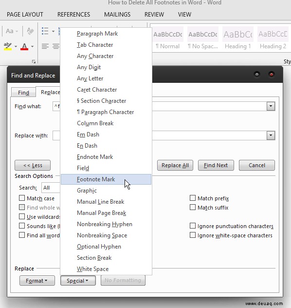 So löschen Sie alle Fußnoten in Microsoft Word