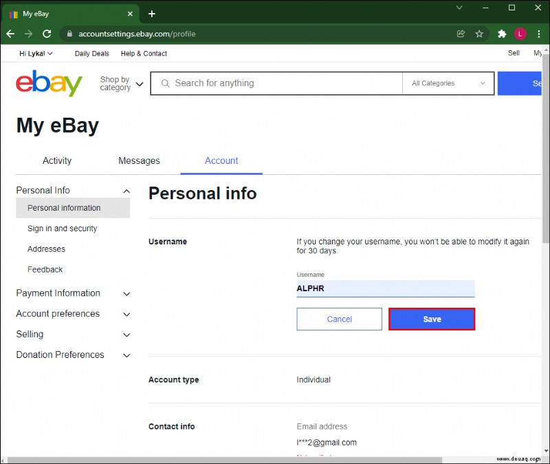 So ändern Sie Ihren eBay-Benutzernamen