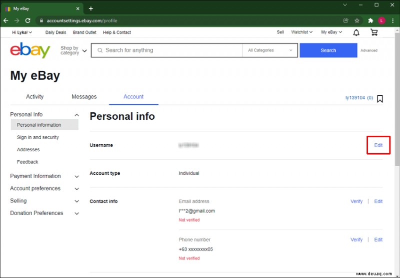 So ändern Sie Ihren eBay-Benutzernamen