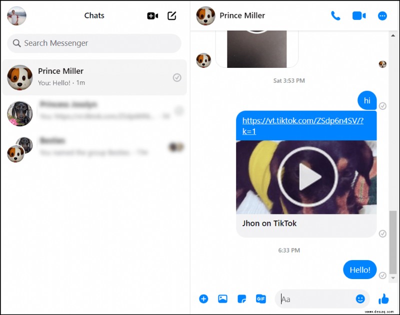 So senden Sie Anhänge in Facebook Messenger