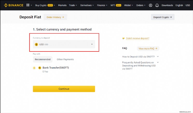 So tätigen Sie eine Einzahlung bei Binance