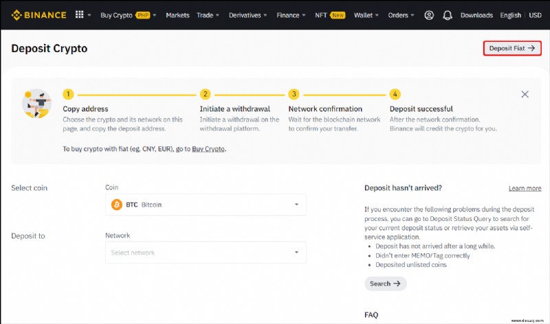 So tätigen Sie eine Einzahlung bei Binance