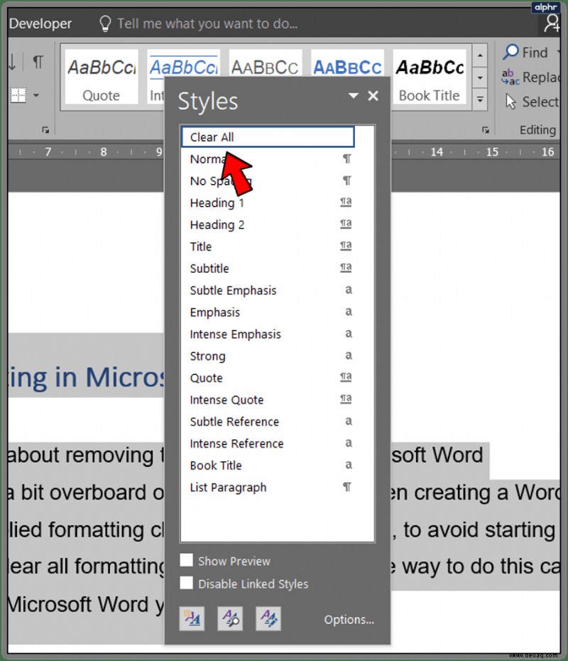 So entfernen Sie alle Formatierungen in Microsoft Word 